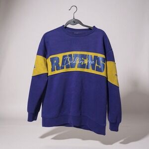 Baltimore Ravens NFL Team Apparel‎ Purple Gold Crewneck Sweatshirt Men's Large